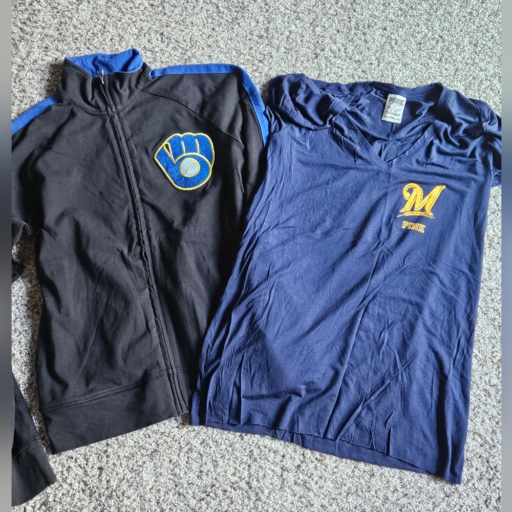 Miwakee BREWERS Short Sleeve Tshirt And‎ Long Sleeve Zip Up